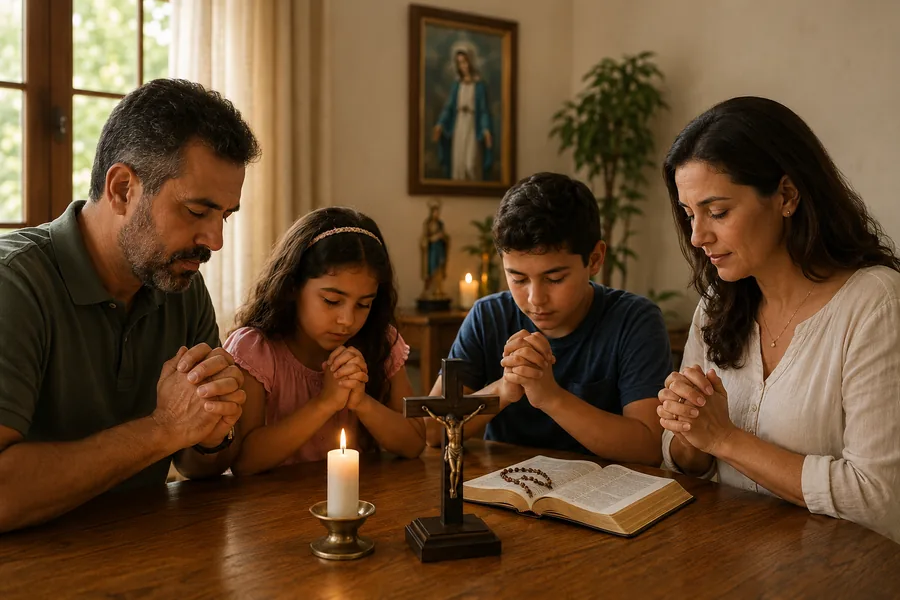 Família reunida em oração